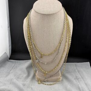 Vintage Hattie Carnegie Necklace Layered Chain Star 26"